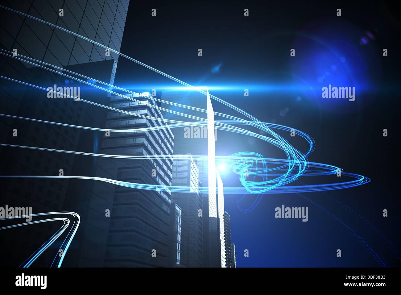 Lumière bleue au dessus des gratte-ciel Banque D'Images