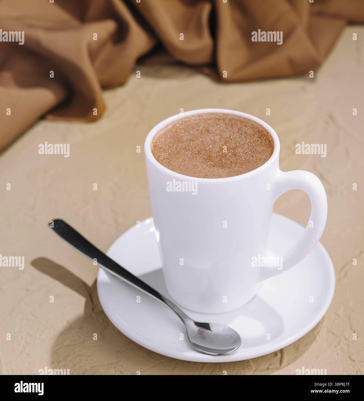 Nourriture, café dans une vue de dessus de White Cup Banque D'Images