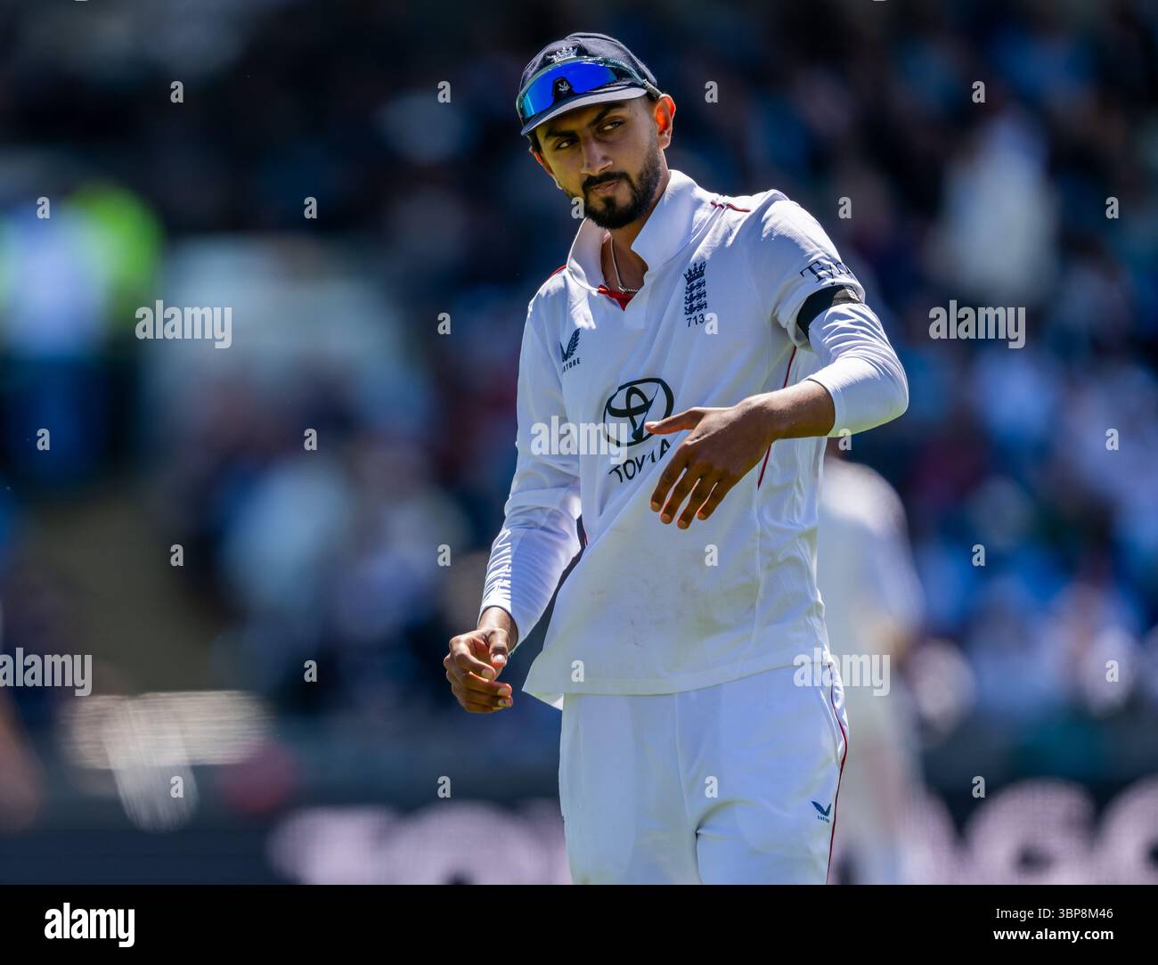 Shoaib Bashir pour l'Angleterre lors du 2e Rothesay test match entre l'Angleterre et l'Inde Banque D'Images