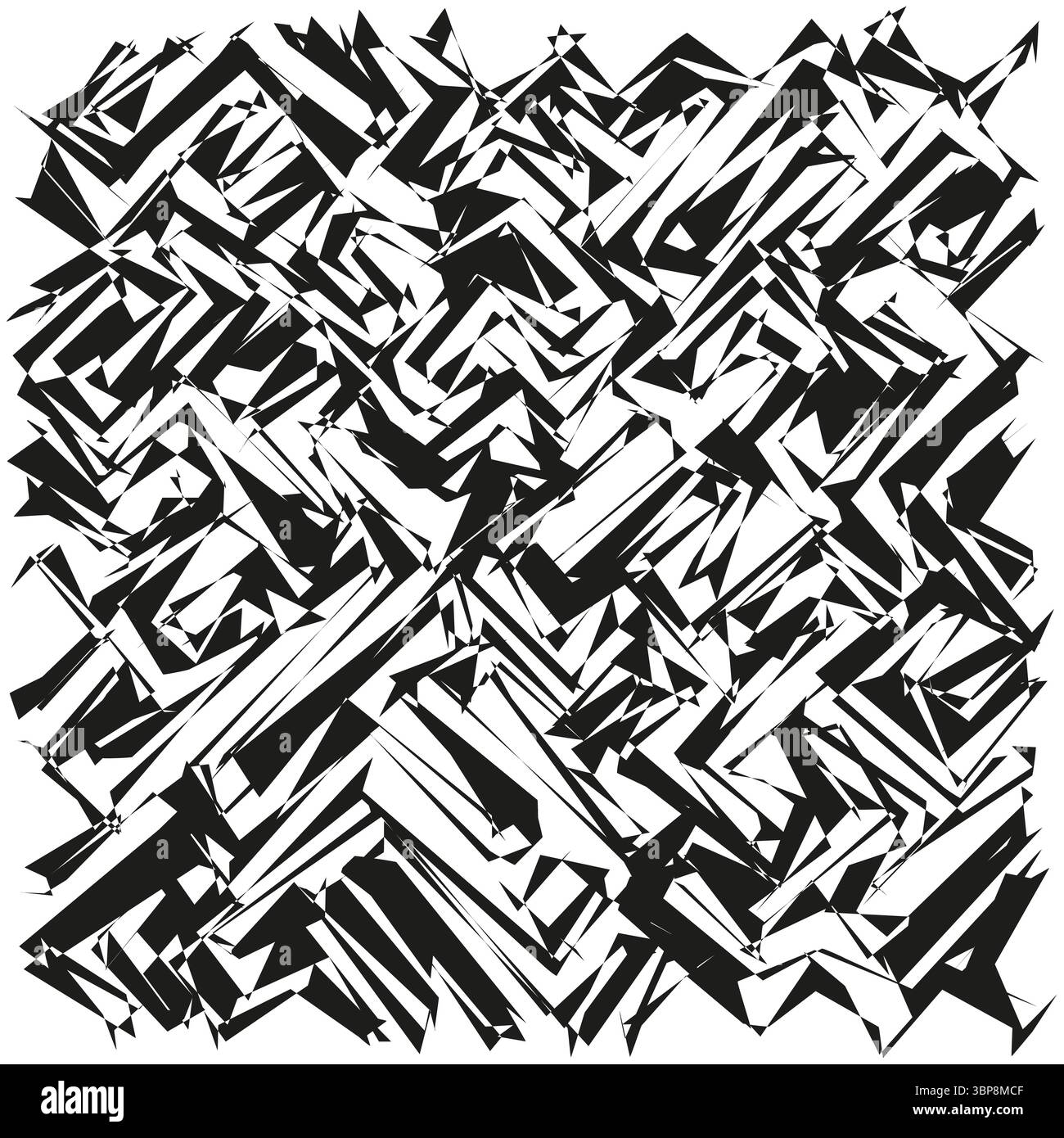 Éclats pointus abstraits. Formes géométriques fragmentées. Chaotique noir blanc. Motif urbain vectoriel. Illustration de Vecteur