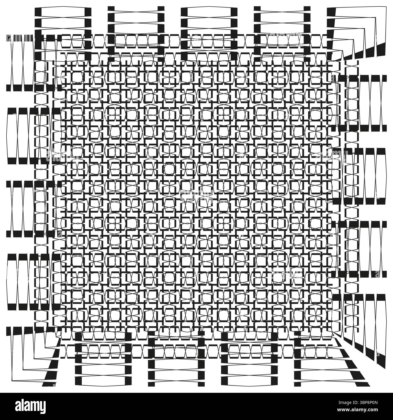 Motif carré géométrique. Lignes de grille abstraites. Texture d'illusion optique. Conception complexe vectorielle. Illustration de Vecteur