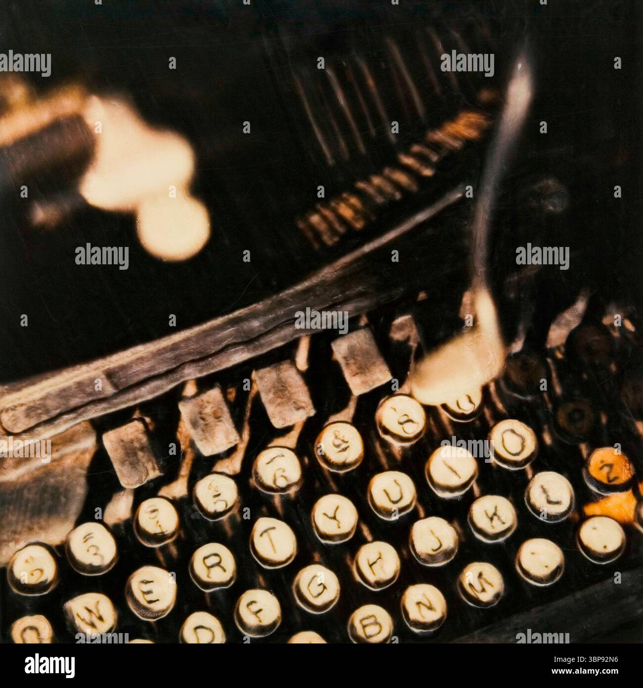 Manipulation Polaroid d'une vieille machine à écrire Remington. (manipulation polaroid) Banque D'Images