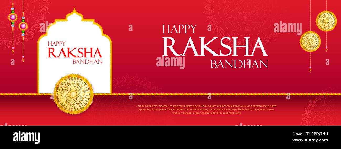 Illustration de carte de voeux et modèle de bannière pour la promotion des ventes avec Rakhi décoratif pour Raksha Bandhan, festival indien pour brot Illustration de Vecteur