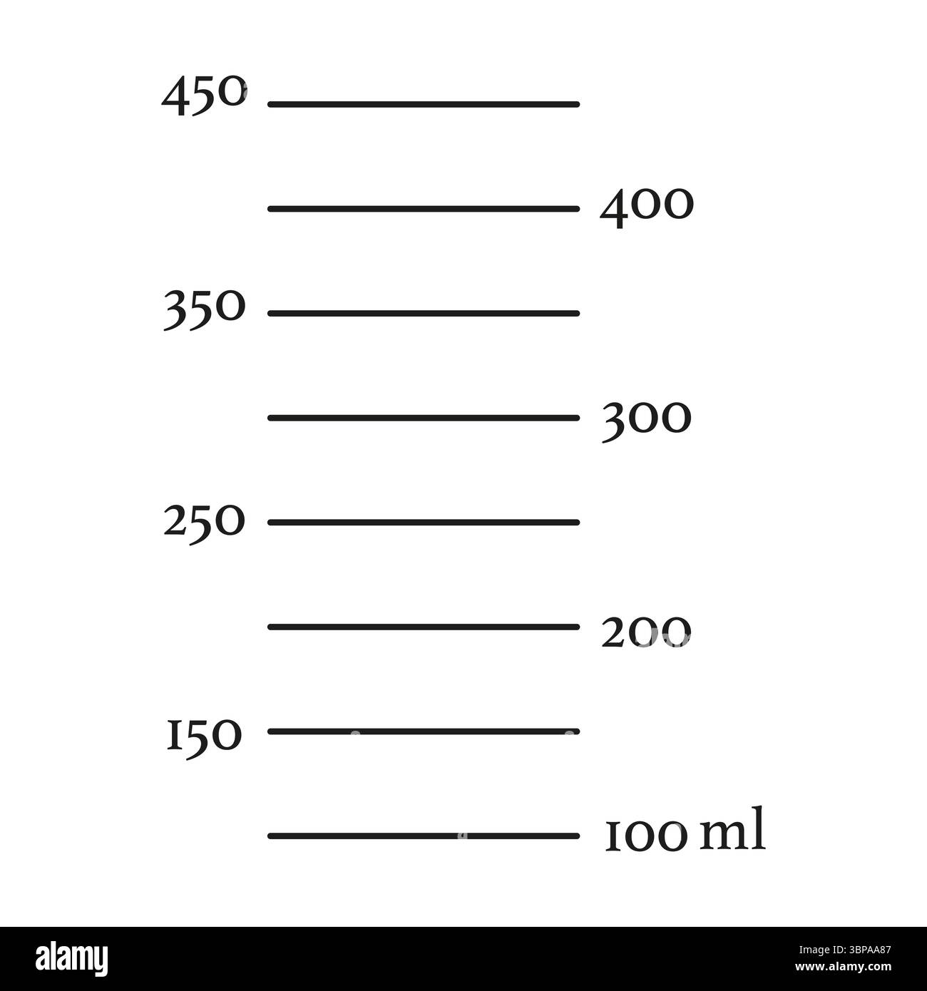 Balance 450 ml de volume de liquide. Tasse ou verseuse graduée pour préparer la cuisson. Illustration vectorielle. Illustration de Vecteur