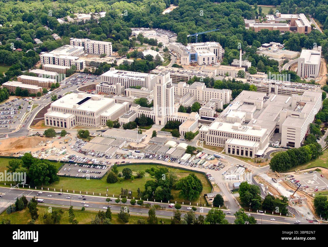 Walter Reed National Military Medical Center, une vue aérienne du vaste campus médical de Bethesda, Maryland, États-Unis. Banque D'Images