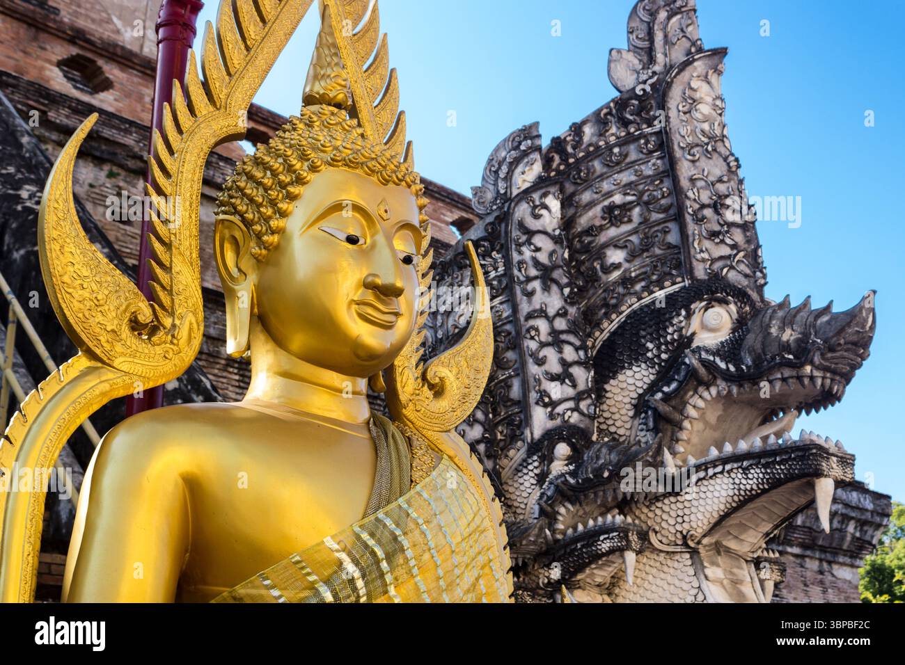 Statues de Bouddha, images et temples en Thaïlande. Collection d'art et de sculptures bouddhistes thaïlandais. Dieu sacré. Images de Bouddha pour la méditation et la spiritualité Banque D'Images