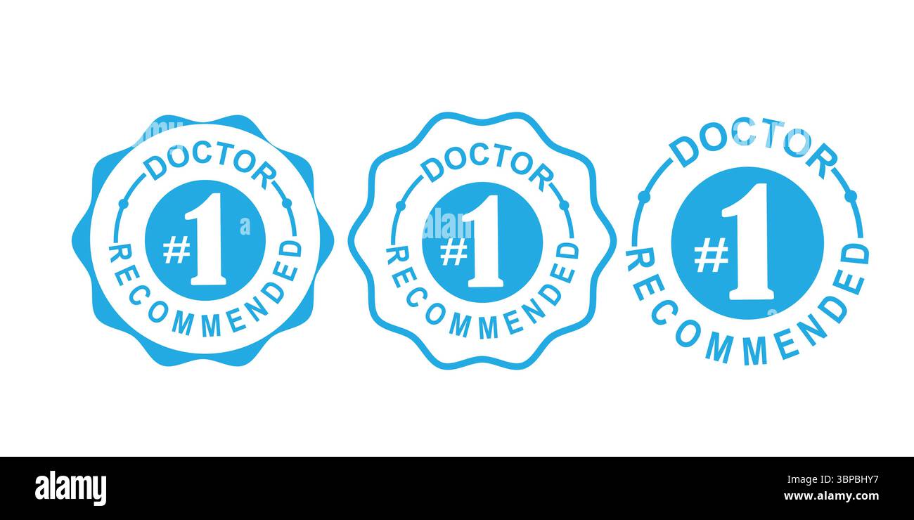 Jeu d'étiquettes de badge numéro un recommandé par le médecin Illustration de Vecteur