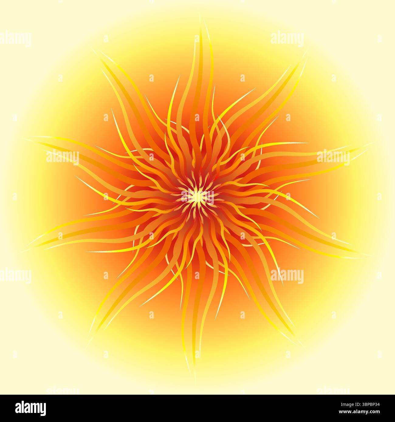 Mandala chaud et ensoleillé. Énergie positive du soleil. Illustration vectorielle du soleil. Décoration d'été rouge jaune. Élément de design de style ethnique. Illustration de Vecteur