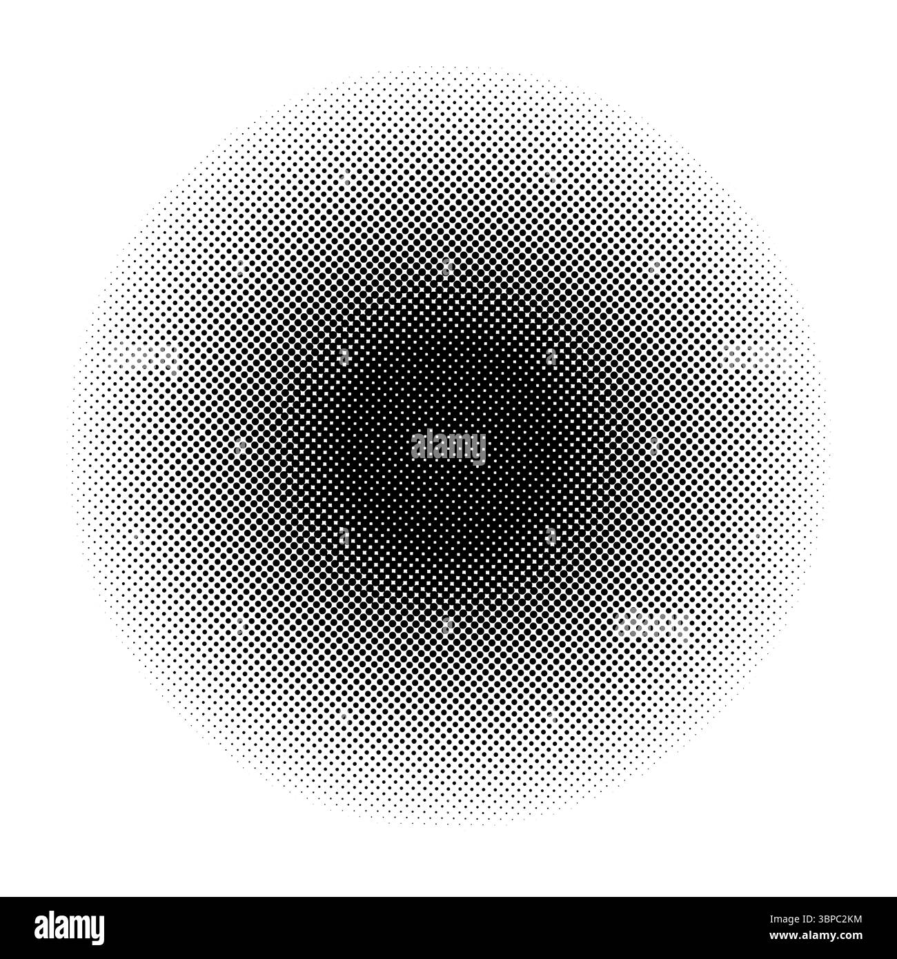 Cercle de demi-teintes. Fond dégradé monochrome pointillé. Arrière-plan circulaire en pointillés. Forme de texture ronde Black point. Motif simple de points de demi-teinte sur un Illustration de Vecteur