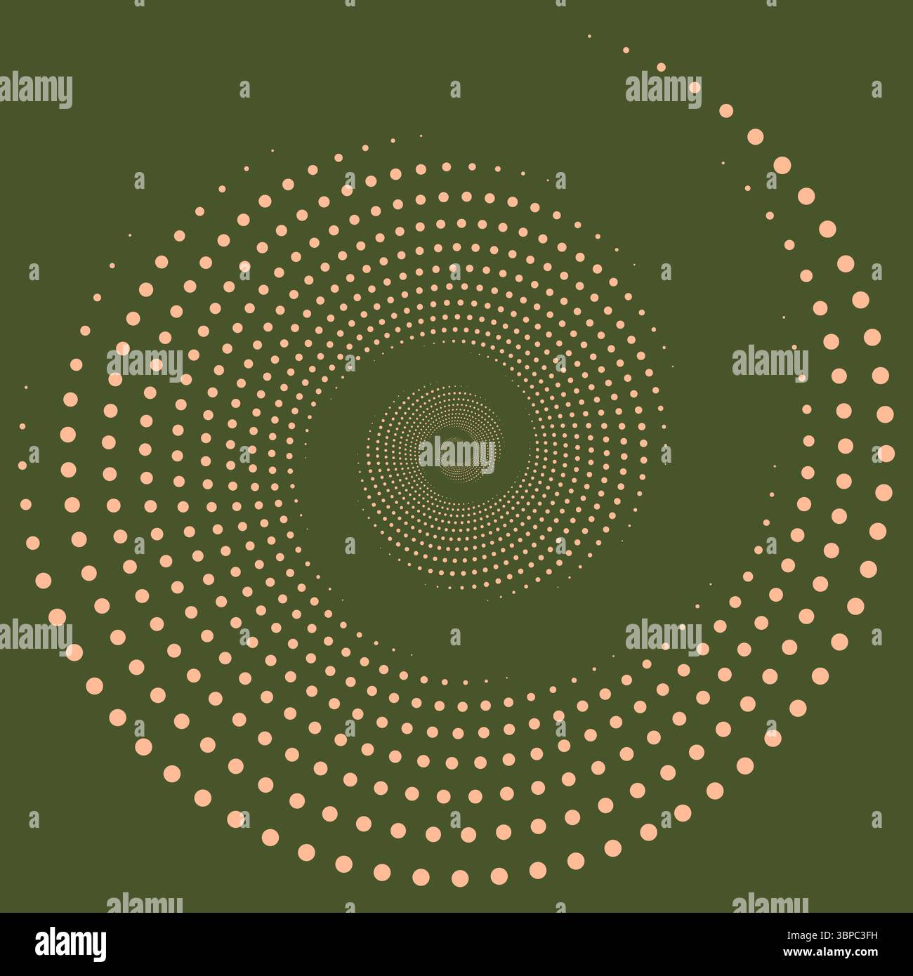 Cercles Peach Fuzz points isolés sur fond vert. Géométrique Élément de conception pour cadre, logo, tatouage, pages Web, impression, affiche, modèle Illustration de Vecteur