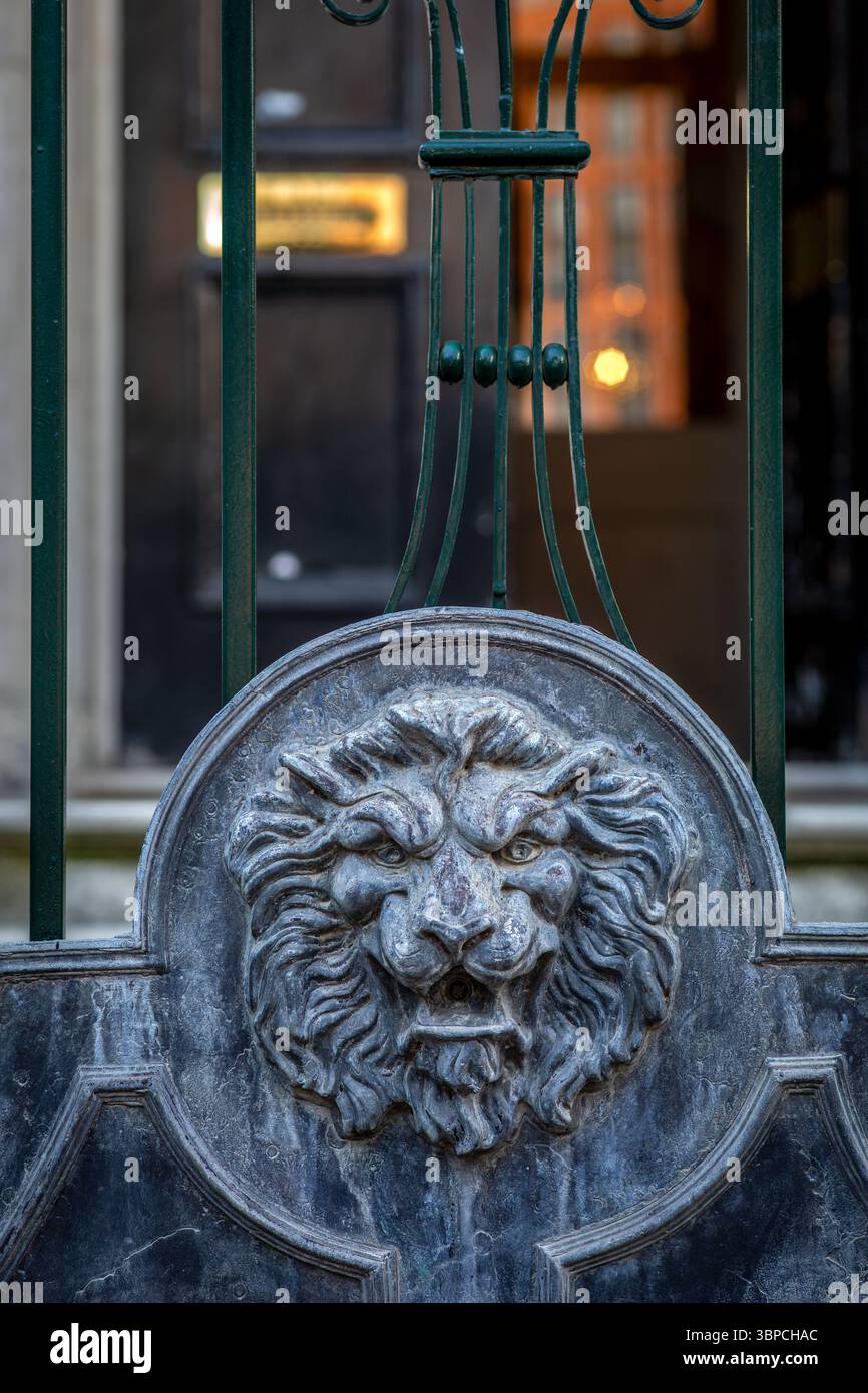 Tête de lion en bronze Banque D'Images