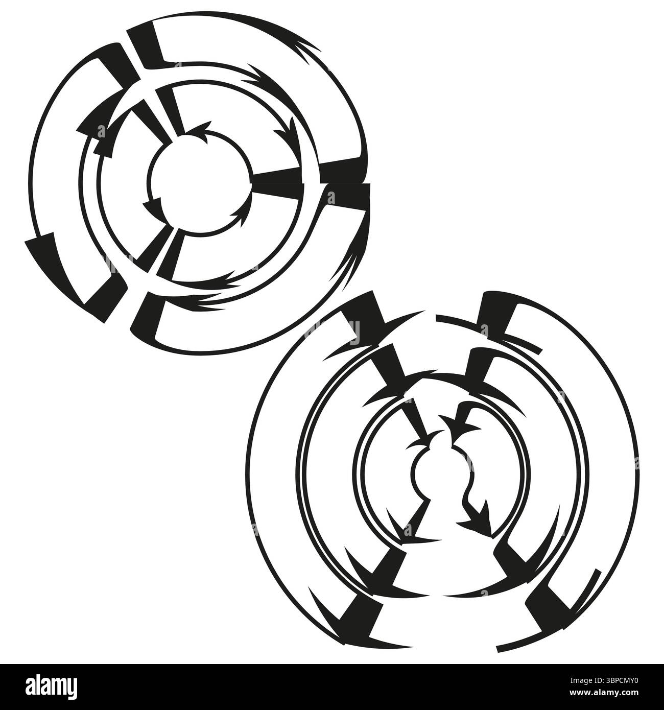 Icônes hud futuristes. Symboles Cyber Ring. Vecteur de cercle technique. Conception de circuits numériques. Illustration de Vecteur