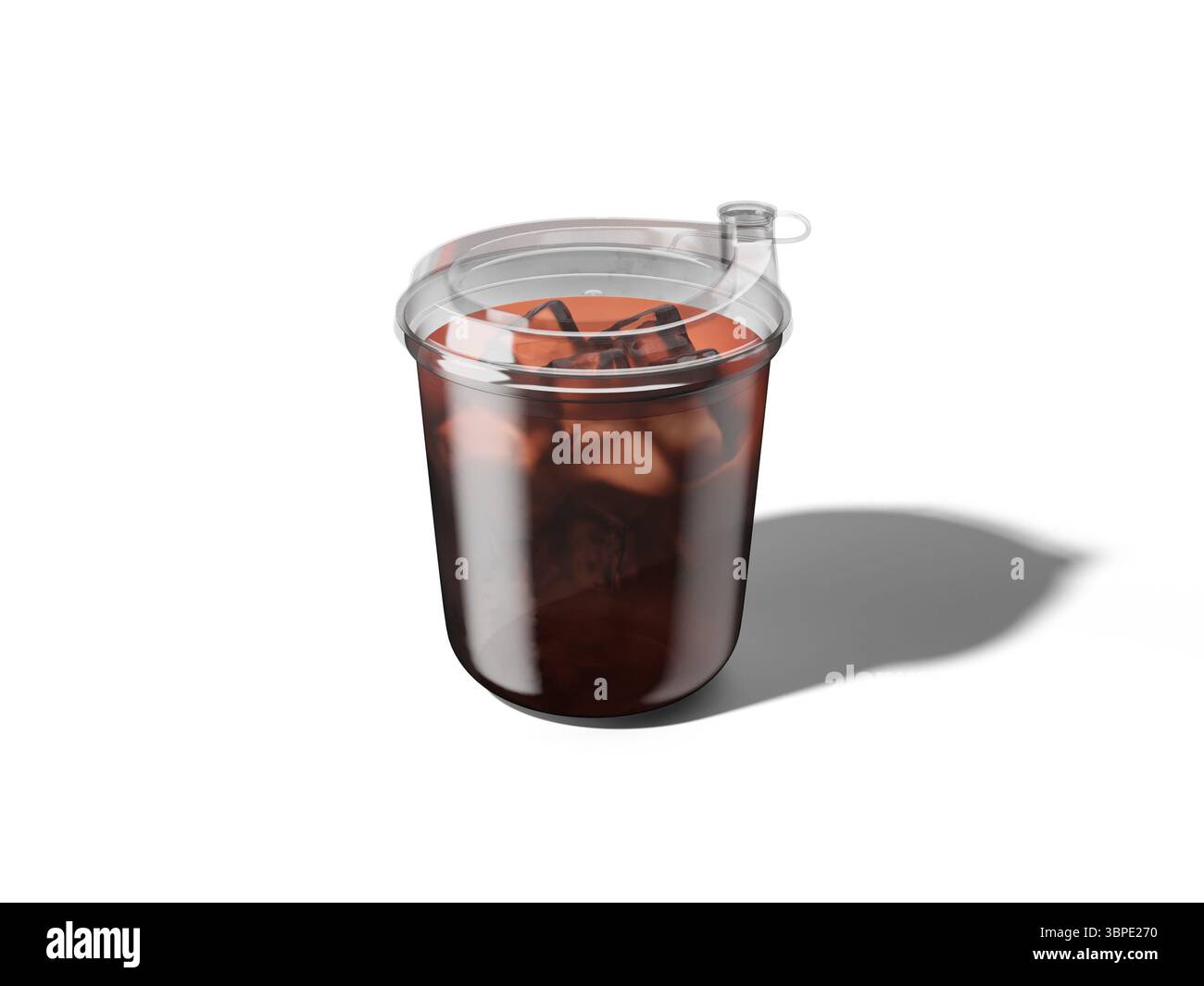 Maquette de tasse à café réaliste avec couvercle et café glacé Banque D'Images