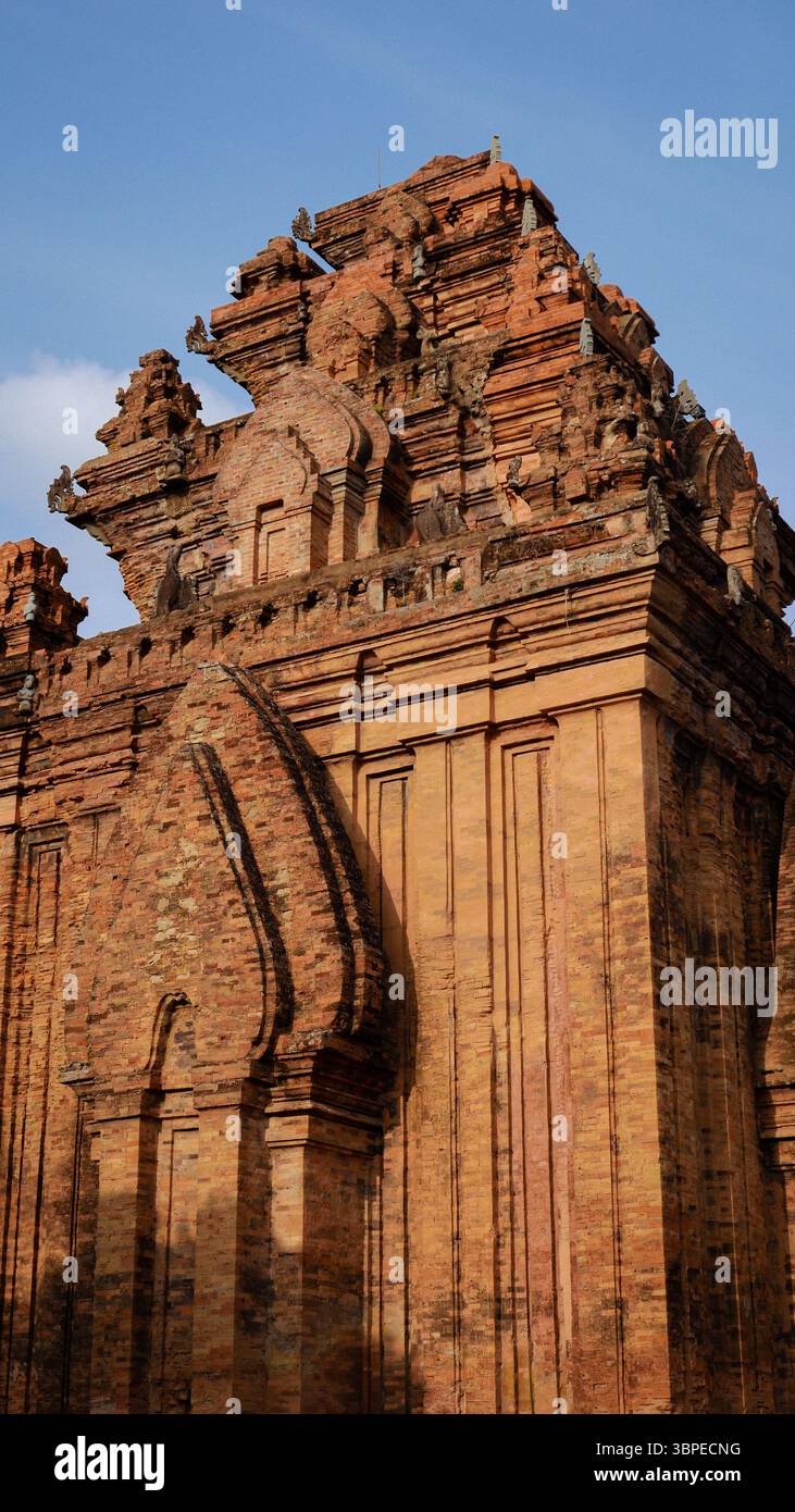 Gros plan de Cham architecture au temple po Nagar, Nha Trang, Vietnam Banque D'Images