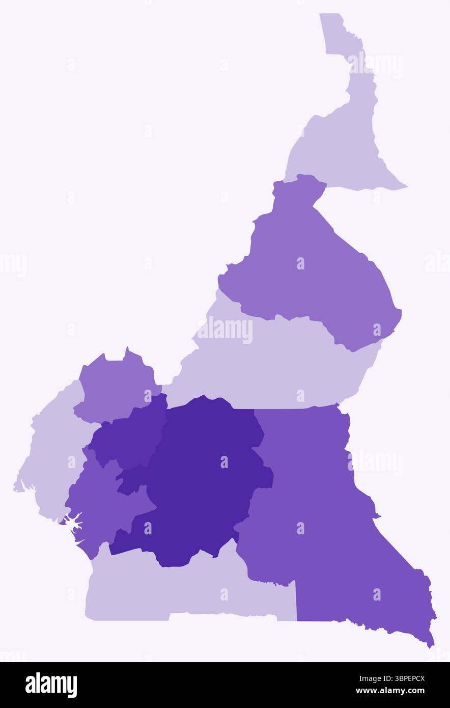 Carte du Cameroun avec les régions. Juste une carte de frontière de pays simple avec division de région. Palette de couleurs violet foncé. Illustration de Vecteur