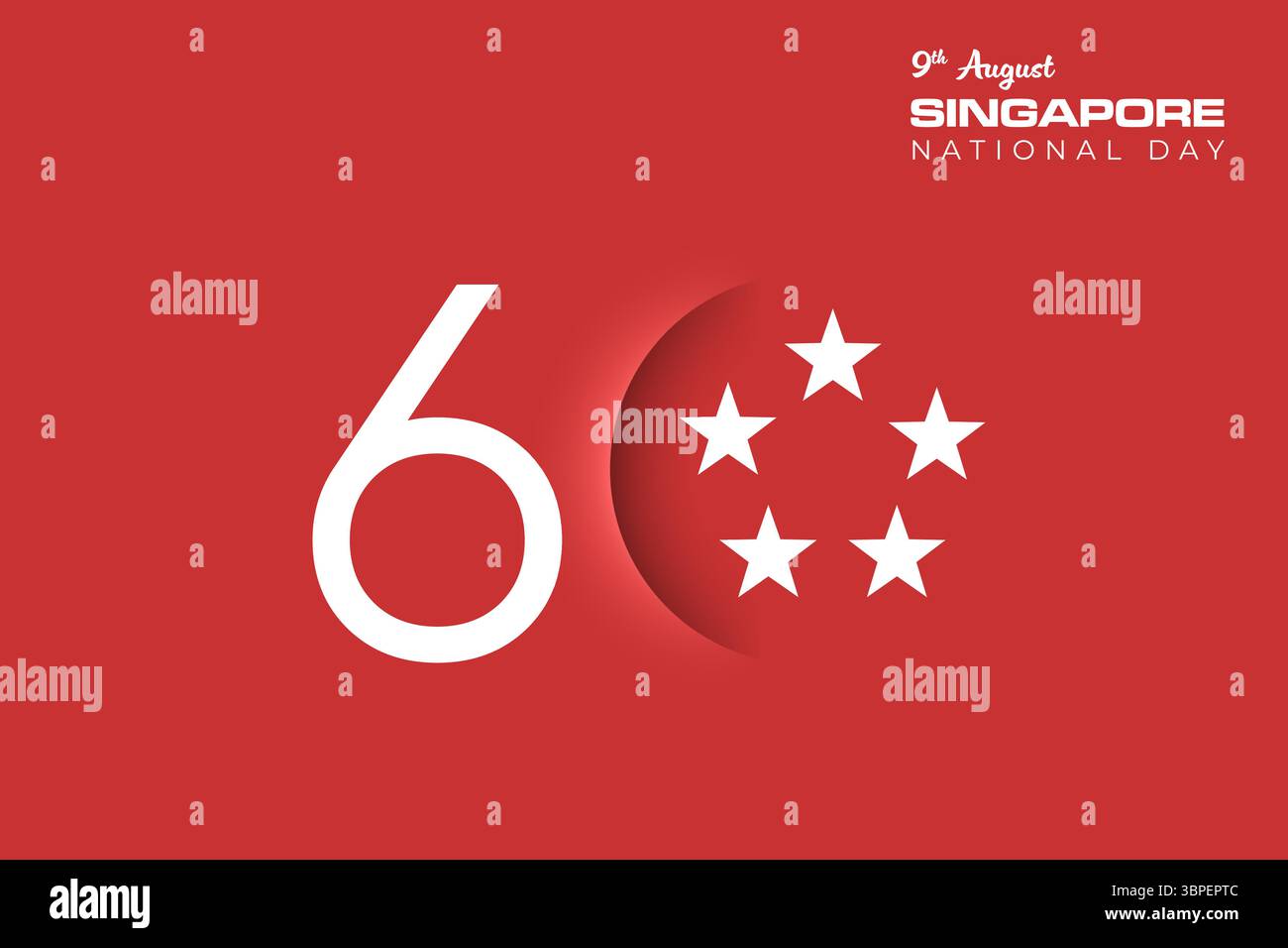 Bannière graphique rouge anniversaire de l'indépendance de Singapour 60. Journée nationale du 9 août fond de Singapour avec logo 60. Modèle de congé vectoriel po Illustration de Vecteur