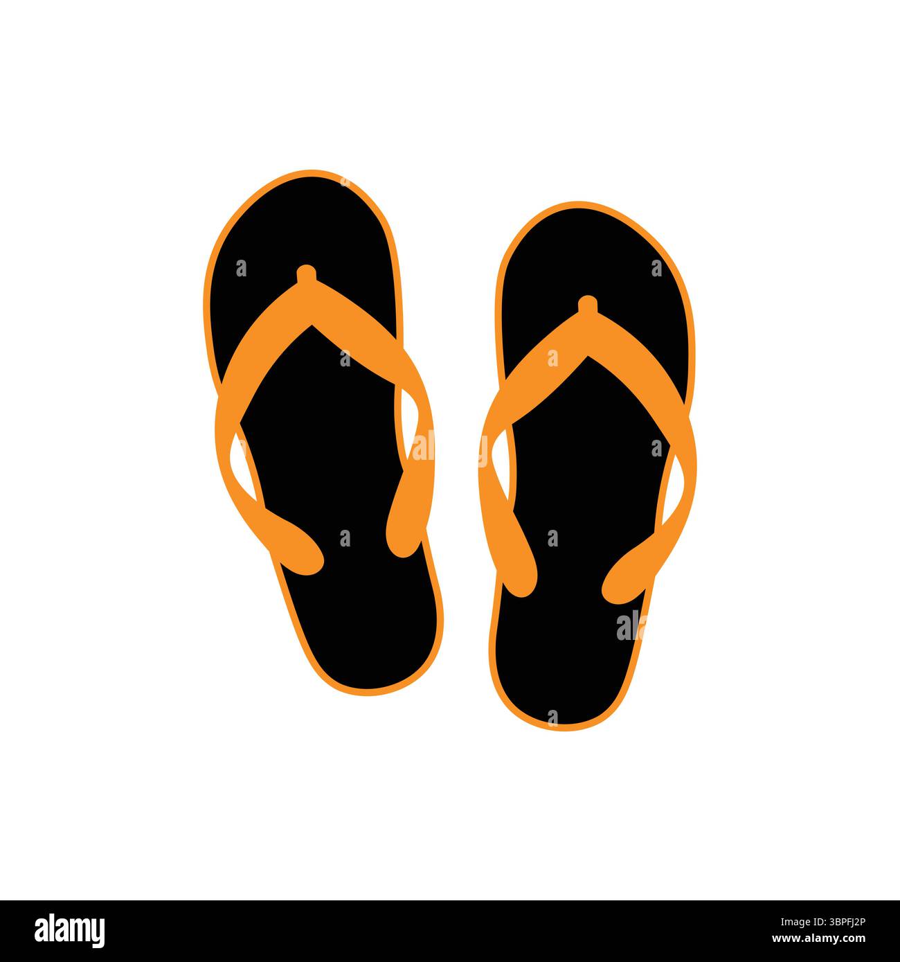 Une paire de tongs orange et noir éclatant, parfaites pour l'été, la plage ou les vacances. Illustration de Vecteur