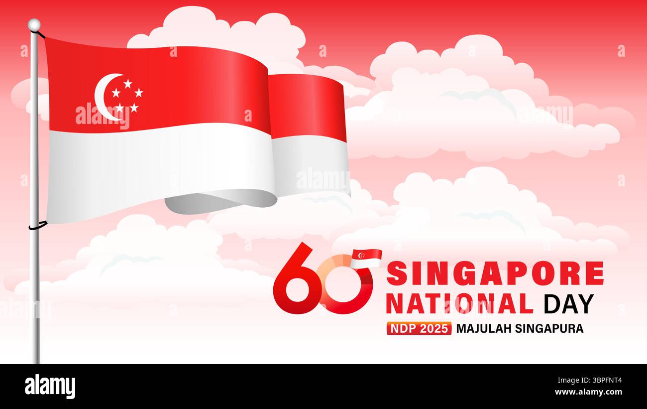 60 ans jour national de Singapour, affiche créative du NDP 2025. 60ème jour de l'indépendance de Singapour conception de bannière - Majulah Singapura. Illustration vectorielle Illustration de Vecteur