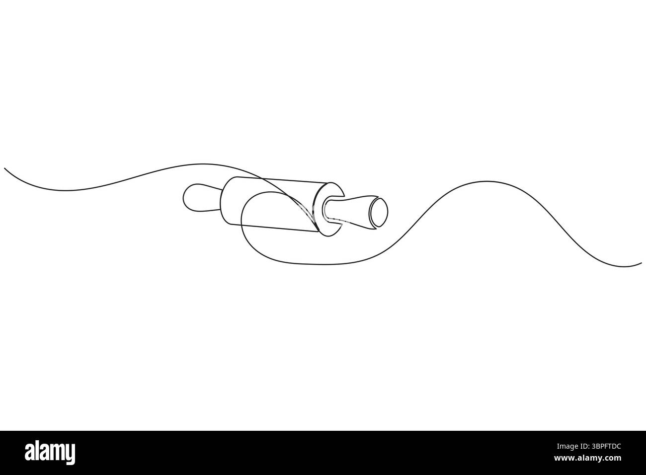 Un dessin de ligne de rouleau à pâtisserie de cuisine pour outil de boulangerie minimaliste vecteur de contour isolé Illustration de Vecteur