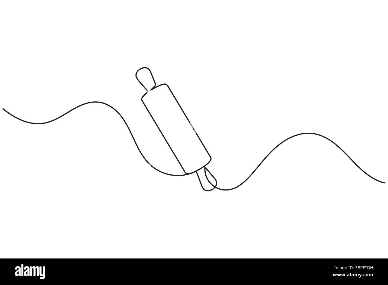 Un dessin de ligne de rouleau à pâtisserie de cuisine pour outil de boulangerie minimaliste vecteur de contour isolé Illustration de Vecteur