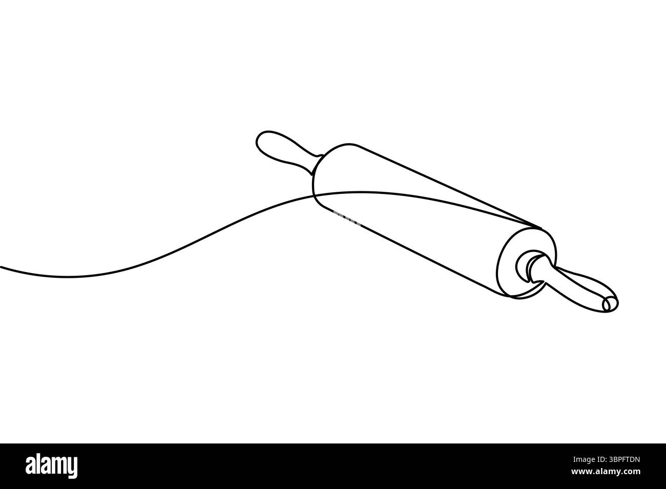 Un dessin de ligne de rouleau à pâtisserie de cuisine pour outil de boulangerie minimaliste vecteur de contour isolé Illustration de Vecteur