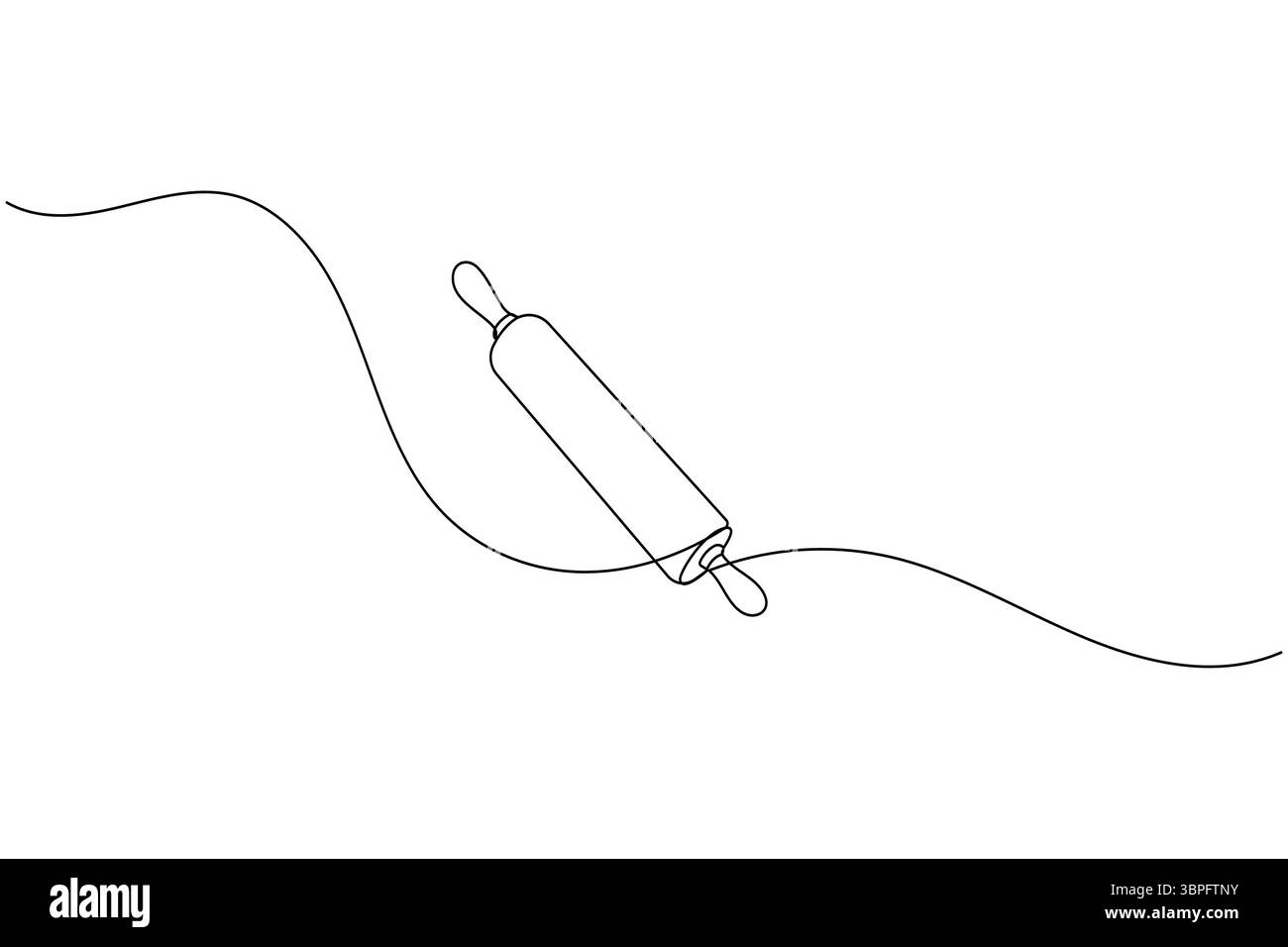 Un dessin de ligne de rouleau à pâtisserie de cuisine pour outil de boulangerie minimaliste vecteur de contour isolé Illustration de Vecteur