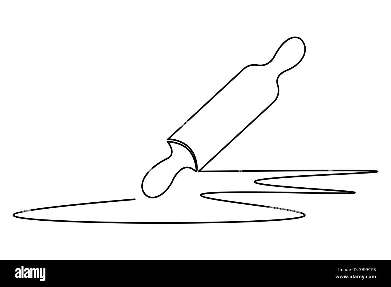 Un dessin de ligne de rouleau à pâtisserie de cuisine pour outil de boulangerie minimaliste vecteur de contour isolé Illustration de Vecteur