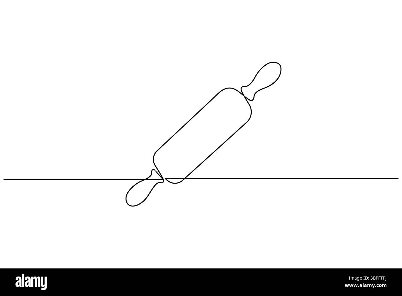 Un dessin de ligne de rouleau à pâtisserie de cuisine pour outil de boulangerie minimaliste vecteur de contour isolé Illustration de Vecteur