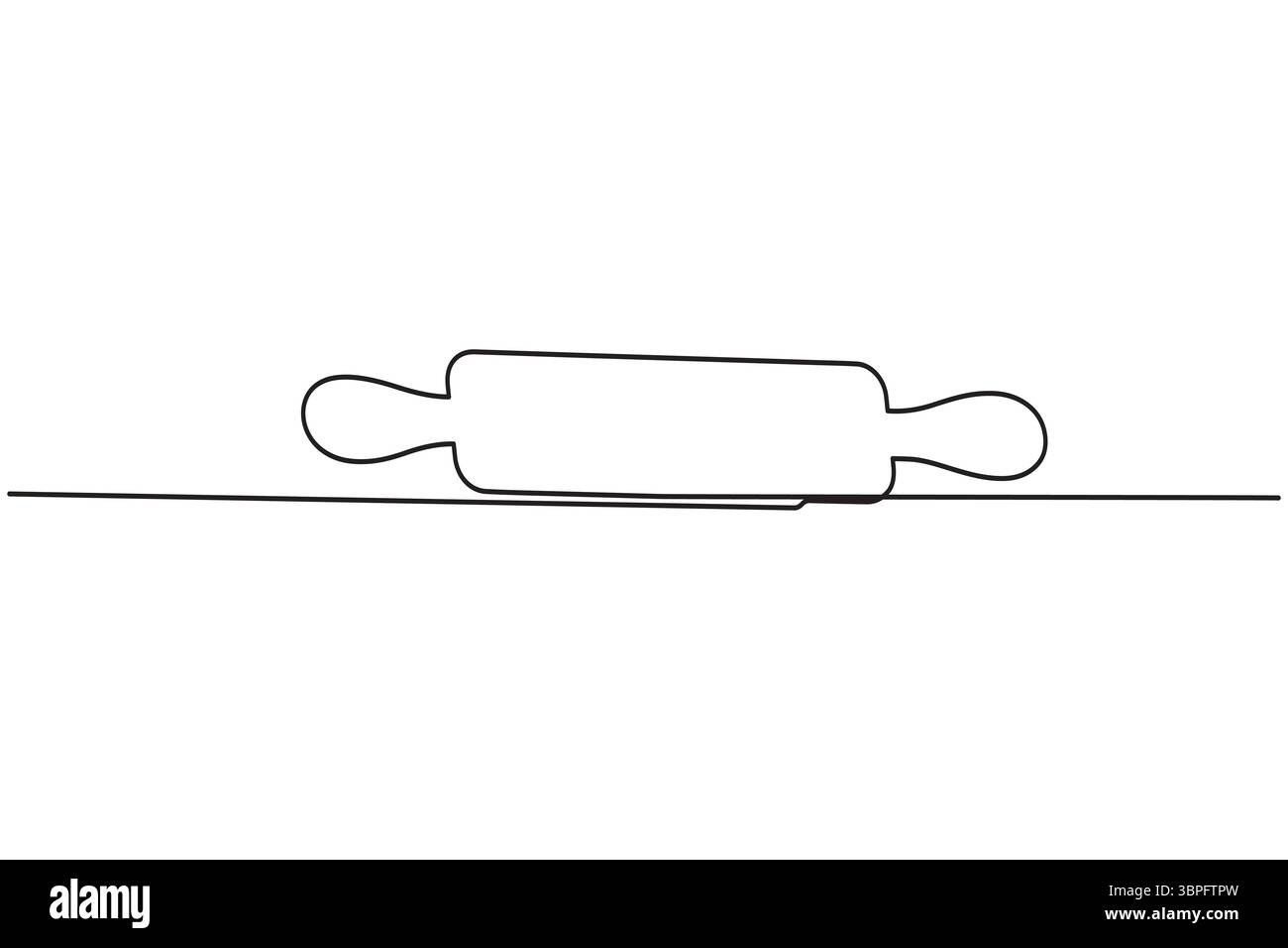 Un dessin de ligne de rouleau à pâtisserie de cuisine pour outil de boulangerie minimaliste vecteur de contour isolé Illustration de Vecteur