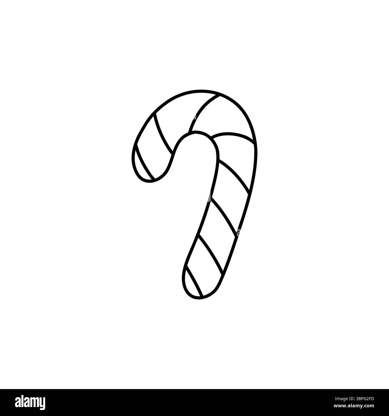 Illustration vectorielle d'art de ligne noir et blanc d'une canne de bonbons de Noël traditionnelle. Dessin minimaliste idéal pour les décorations de vacances, cartes de voeux Illustration de Vecteur