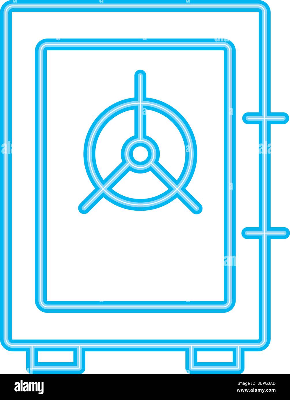Icône de coffre-fort sécurisé néon contour de l'argent du coffre-fort espèces Illustration de Vecteur
