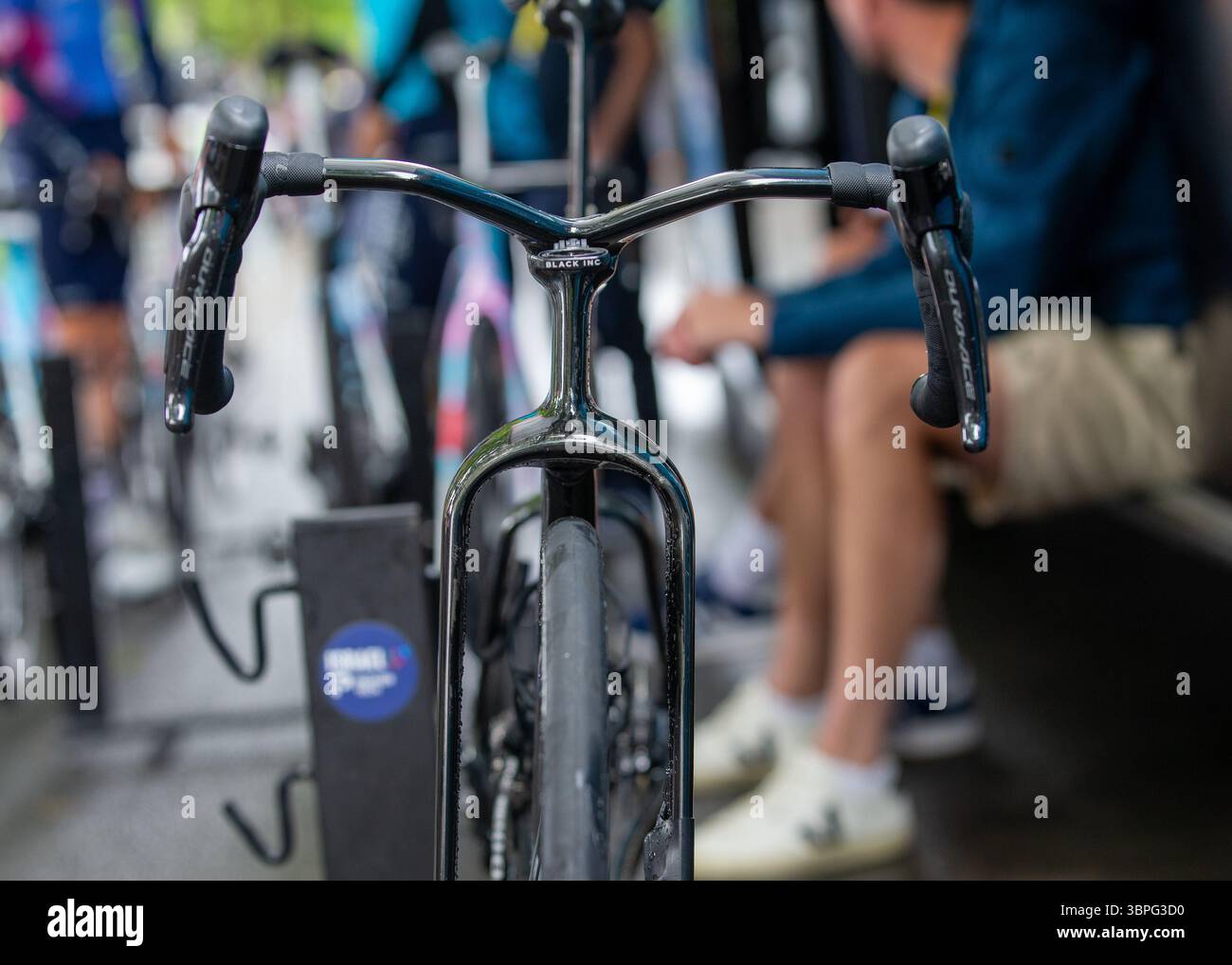 Tour de France 2025, étape 3, Valenciennes > Dunkerque gros plans du nouveau protype de Factor Bikes piloté par Jake Stewart (Israël - premier T Banque D'Images