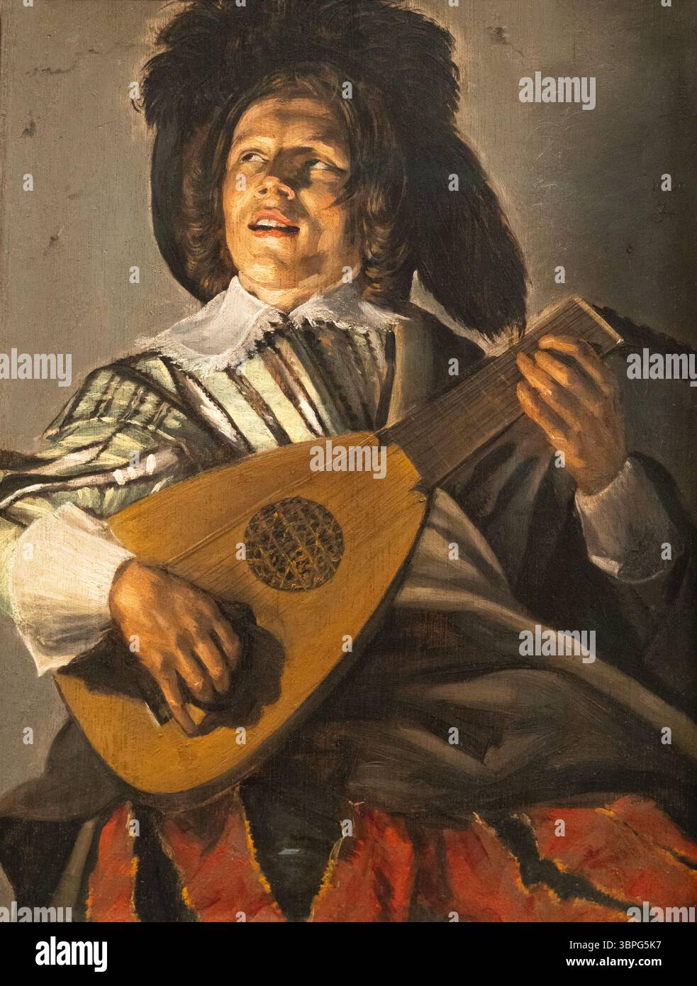 Judith Leyster 'la sérénade', 1620. Peintre néerlandaise de l'âge d'or du XVIIe siècle ; peinture d'un homme jouant d'un instrument de musique et chantant. 1600s. Banque D'Images