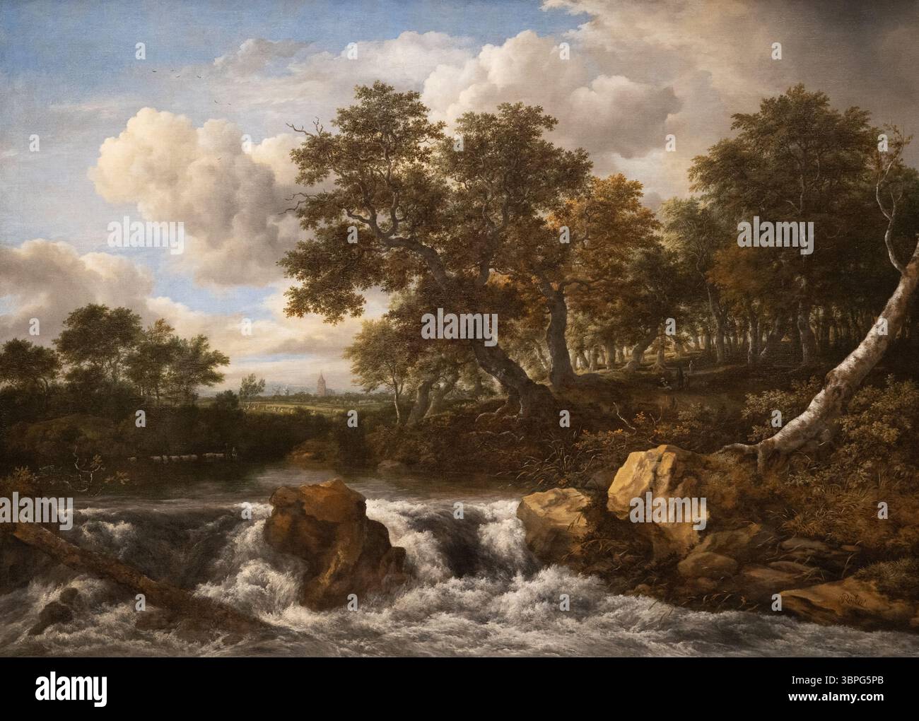 Peinture de Jacob van Ruisdael, 'paysage avec cascade', 1668. Peinture hollandaise de l'âge d'or ; paysage hollandais du XVIIe siècle Banque D'Images
