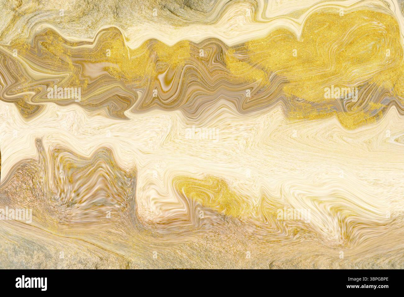 Détails marbre brun clair vague or ligne fond de texture de sol intérieur. Comptoir supérieur en marbre de luxe Banque D'Images