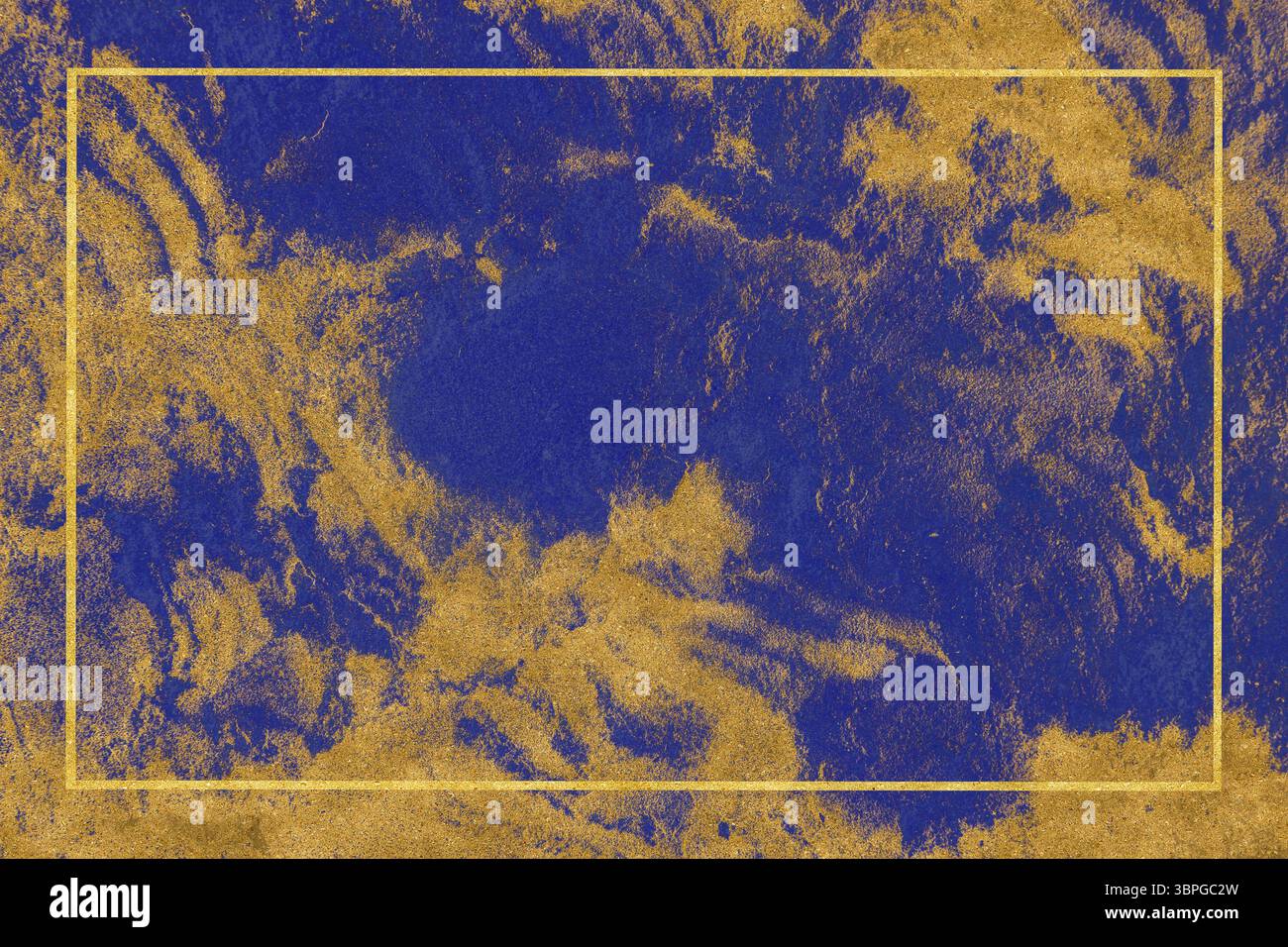 Dunes d'or de luxe avec neige blanche de granit dur texture fond avec bordure d'or Banque D'Images