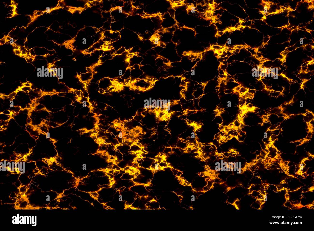 la flamme de lave chaude éclate la texture de ligne minérale de lueur sur le carrelage intérieur de luxe en marbre noir et le fond de mur et de plancher Banque D'Images