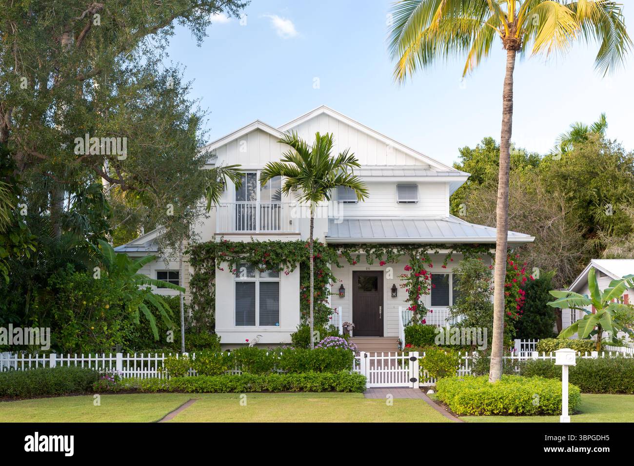 White Cottage In. Vieux Naples historique, Naples, Floride, États-Unis Banque D'Images