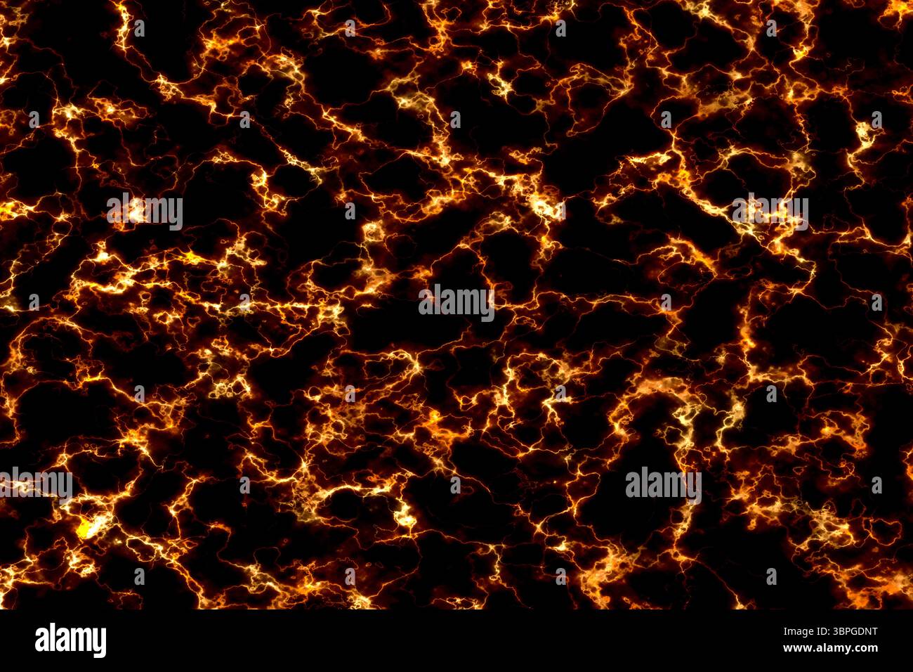 texture de ligne minérale éclatante chaude de lave sur carrelage intérieur de luxe en marbre noir et fond de mur et de plancher Banque D'Images