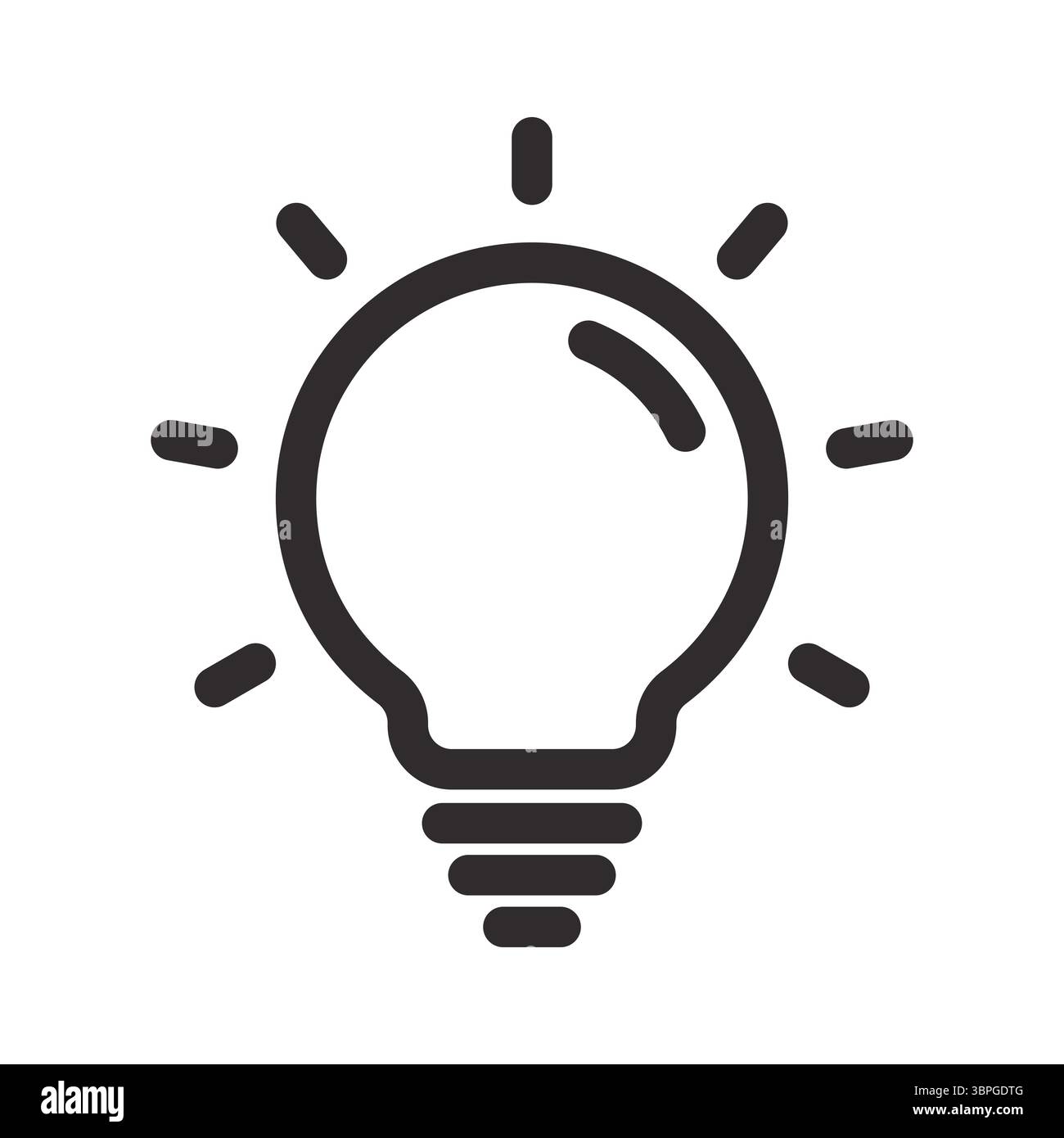 Icône d'ampoule symbolisant les idées, la créativité, l'innovation, l'énergie, l'inspiration, et pensée lumineuse dans un style de ligne noire simple sur fond blanc Illustration de Vecteur