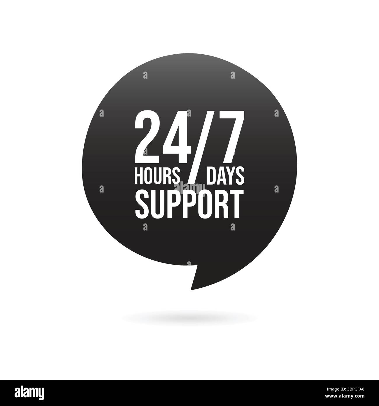 icône de support 24/7 dans la bulle de discours représentant le service client, le service d'assistance, la disponibilité, l'assistance, la hotline, aide en ligne, et ouverte 24 heures sur 24 Illustration de Vecteur