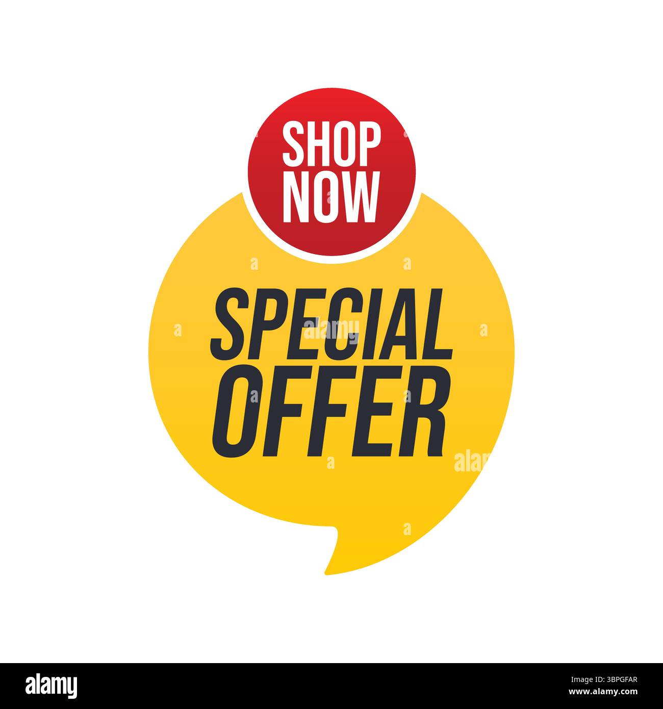 Icône d'offre spéciale et de badge de vente en pourcentage avec texte en gras dans une bulle de discours et un cercle, représentant la remise, la promotion, le marketing et la vente au détail Illustration de Vecteur
