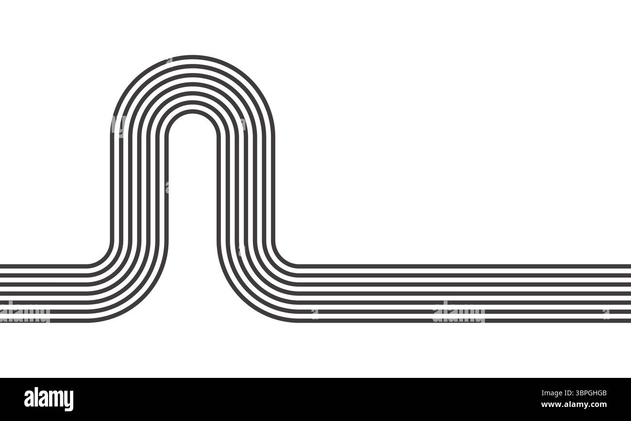 Conception abstraite de lignes parallèles qui se croisent formant un motif complexe de noeuds en noir et blanc Illustration de Vecteur