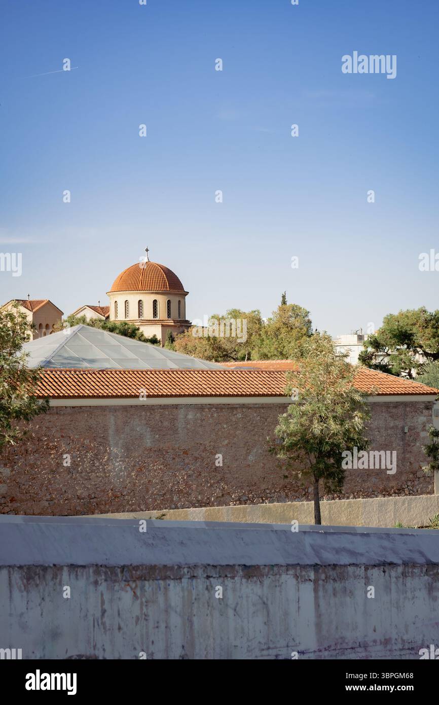 Le dôme d'une église grecque orthodoxe. Banque D'Images