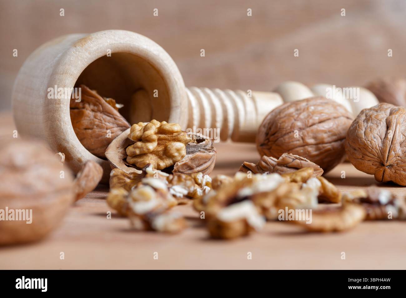 noix toujours la vie avec une coquille cassée au premier plan Banque D'Images