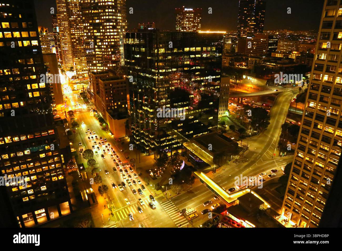 Vue sur les rues de Los Angeles d'en haut Banque D'Images
