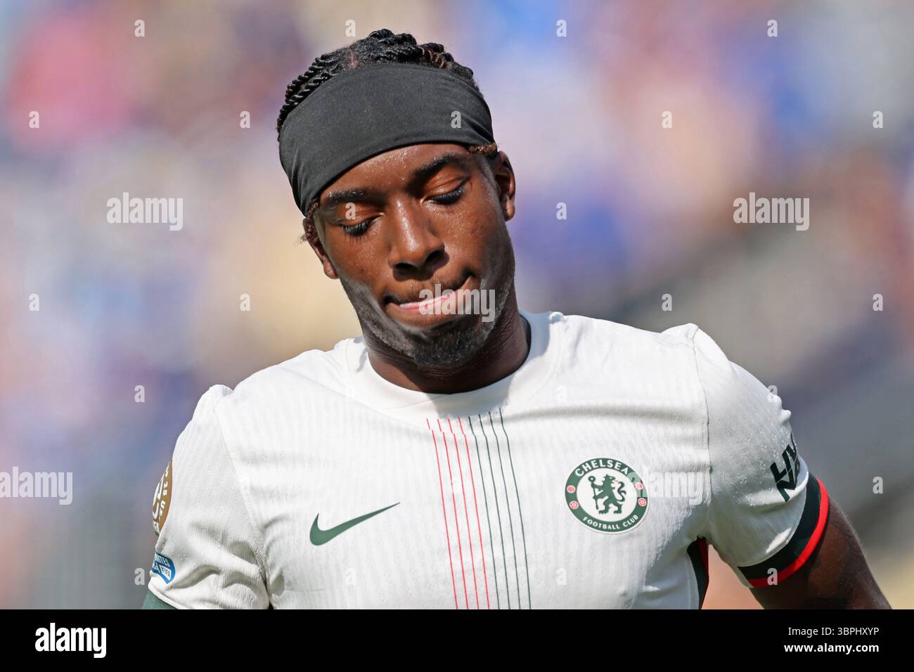 8 juillet 2025 : East Ritherford, NJ, USA ; Noni Madueke du Chelsea FC, lors du match entre Fluminense et Chelsea FC, en demi-finale de la Coupe du monde des clubs FIFA 2025, au MetLife Stadium Banque D'Images