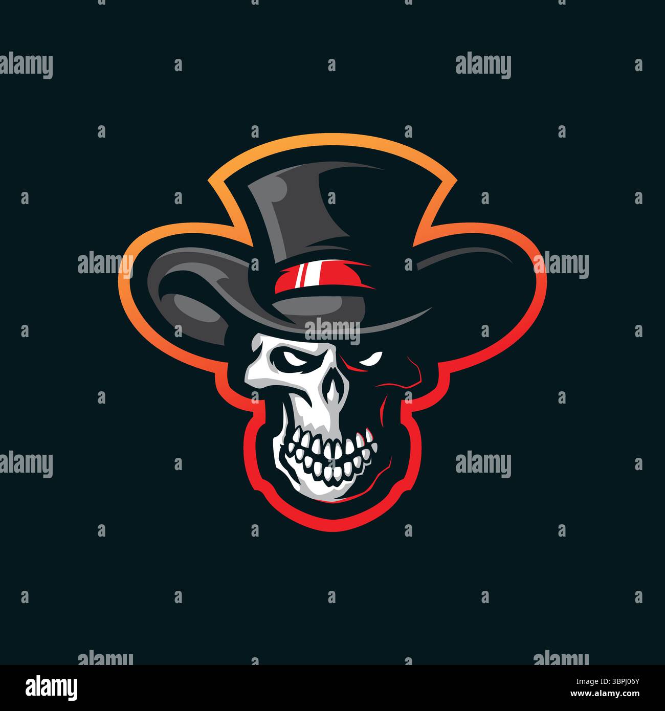 vecteur de conception de logo de mascotte de crâne avec un style de concept d'illustration moderne pour l'impression de badge, d'emblème et de t-shirt. illustration de la tête de crâne. Illustration de Vecteur