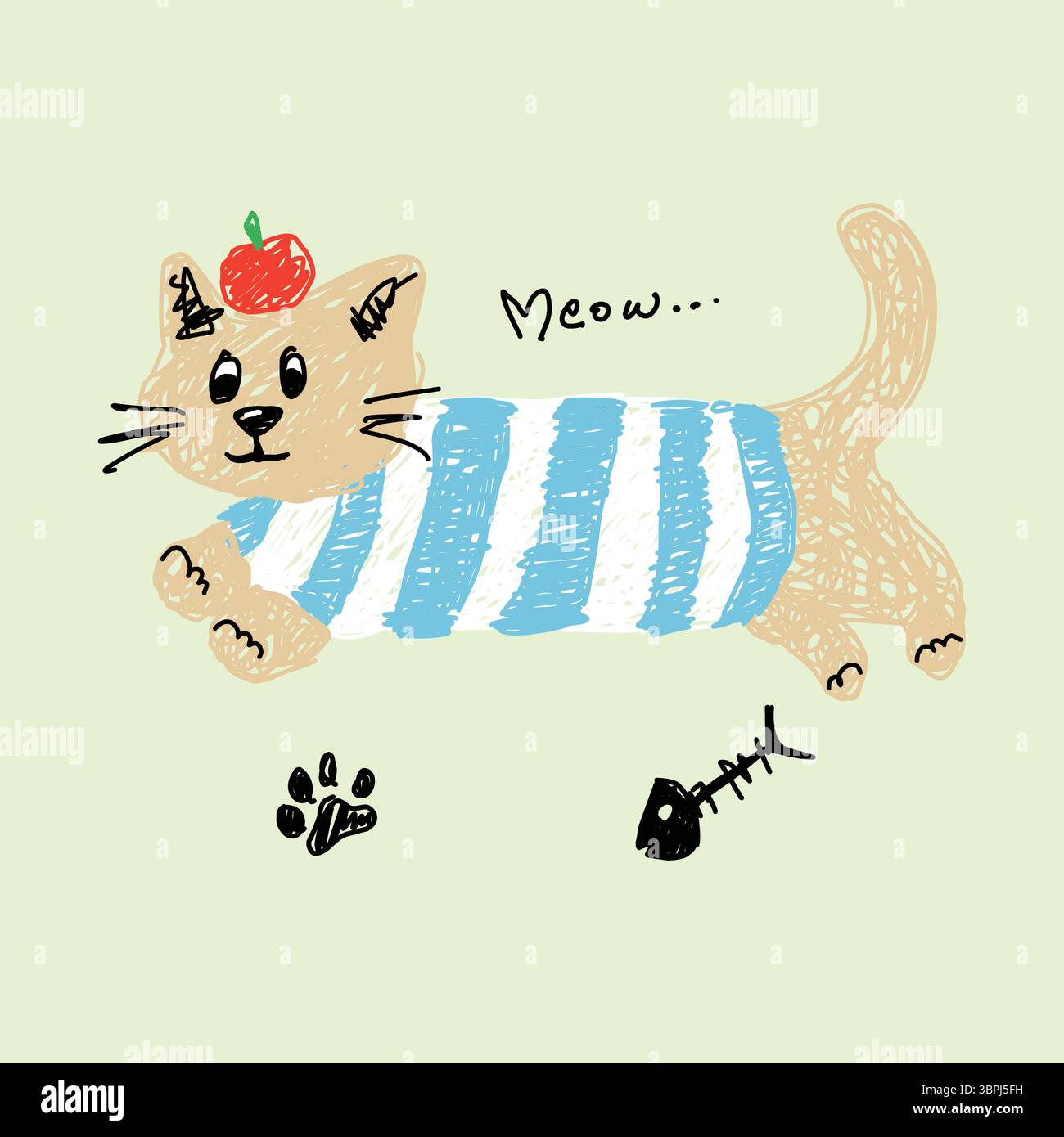 vecteur de chat mignon sur fond de couleur Illustration de Vecteur