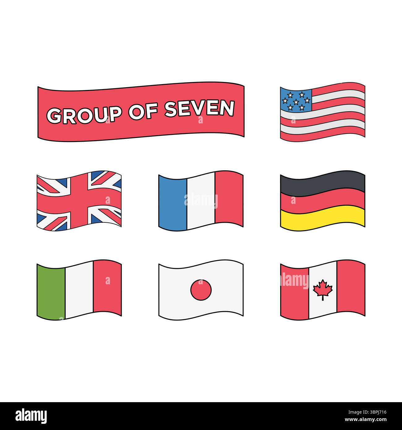 groupe de sept drapeaux icône illustration vectorielle de conception Illustration de Vecteur
